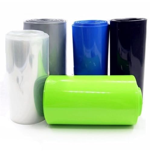 1 m PVC-Schrumpfschlauch | 300 mm Breite, Blau/Mehrfarbig, Schrumpfbare Kabelhülle, Packungsabdeckung for 18650 Lithium-Batterie-Folienumwicklung(Fruit Green) von OPQWAPECE