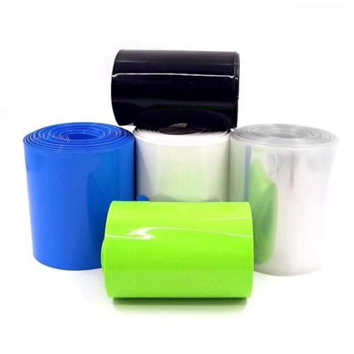 1 m x 170 mm Breite PVC-Schrumpfschlauch, blauer und mehrfarbiger schrumpfbarer Kabelschlauch – Packungsabdeckung for 18650 Lithium-Batterie-Folienumwicklung(Blue) von OPQWAPECE