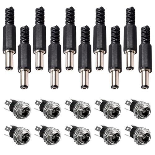 10 Paar DC-Netzteilbuchsen for die Schalttafelmontage, 3-polig, 5,5 x 2,1 mm | mit DIY-DC-Stecker, for den Gerätestromanschluss 10 Paar DC-Netzteilbuchsen for die Schalttafelmontage, 3-polig, 5,5 x 2,1 mm | mit DIY-DC-Stecker, for den Gerätestromanschluss von OPQWAPECE
