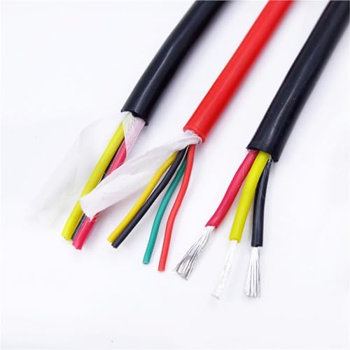 10 m superweiches, flexibles Kabel mit Silikonkautschuk-Ummantelung | 2–8 Adern, 10–30 AWG, Kupfer-Stromkabel(4 C,10M (RED)_13AWG(2.5MM2)) von OPQWAPECE