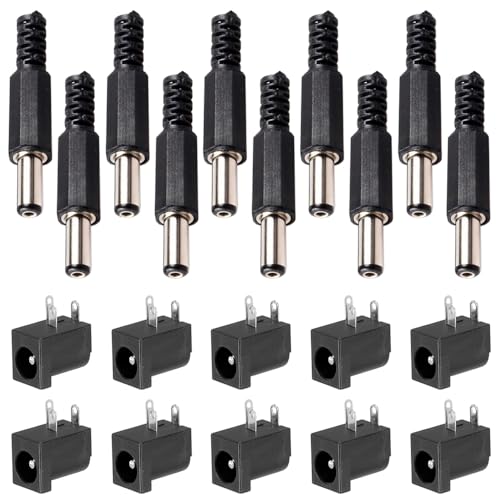 10pcs 3 Pin DC Power Connector PCB Mount Female Plug Jack + 10pcs 5.5mm x 2.1mm DIY Male DC Power Plug Jack Solder Connector 10pcs 3 Pin DC Power Connector PCB Mount Female Plug Jack + 10pcs 5.5mm x 2.1mm DIY Male DC Power Plug Jack Solder Connector von OPQWAPECE
