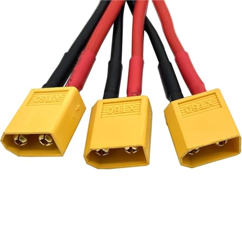2 Stück XT60 Parallel-Batteriekabel | 12 AWG 3-Wege-Y-Splitter (1M-3F/1F-3M), stabile Leistungsaufteilung(2pcs F to M) von OPQWAPECE