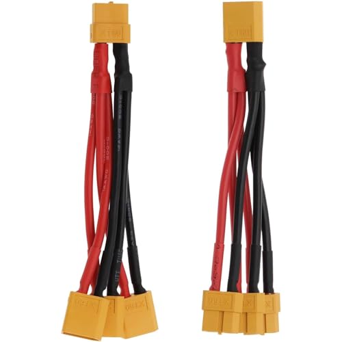 2 Stück XT60 Parallel-Batteriekabel | 12 AWG 3-Wege-Y-Splitter (1M-3F/1F-3M), stabile Leistungsaufteilung(2pcs mix) von OPQWAPECE