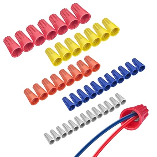 220-teiliges Kabelklemmen-Set mit Schraubkappen, 5 Größen, elektrisches Sortiment | Isolierte Drehverbinder mit Federgewinde for 22–12 AWG von OPQWAPECE