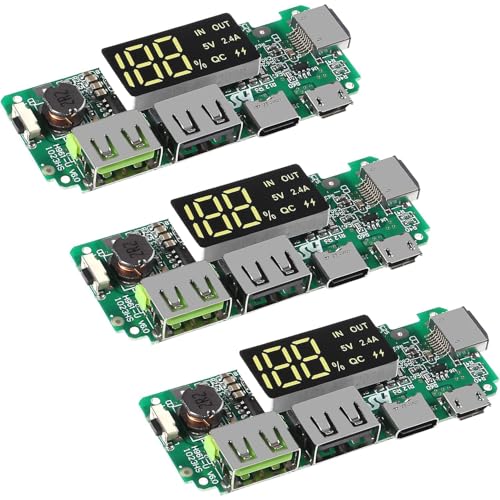 3 Stück 5 V 2,4 A Dual-USB-Lademodul mit LED-Anzeige | Micro/Typ-C-kompatibel, 18650 Mobile Power Bank-Schaltung von OPQWAPECE