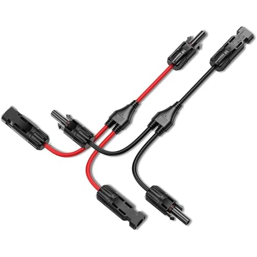 30A Y-Abzweig-Stromanschlüsse - Paar parallele Kabeladapter | 1M/FF + 1F/MM, schwarze und rote Drähte, ideal for die Stromverteilung im Panel(Black red) von OPQWAPECE