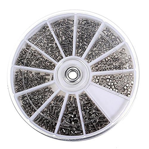 600/1000 Stück kleine Schrauben mit Schraubendreher, Edelstahlschrauben, Elektronikmuttern for Uhren, Brillen, Uhren, Reparatur-Werkzeugsatz(500pcs I type w tool) von OPQWAPECE