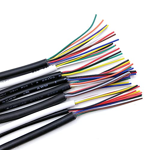 Ummanteltes Kupferdrahtkabel, 30–22 AWG, Signalkabel, 2–10-adrig, weiches elektronisches Audio-Steuerkabel for Selbermachen, 2464(Black 24AWG,5M_8CORES) von OPQWAPECE