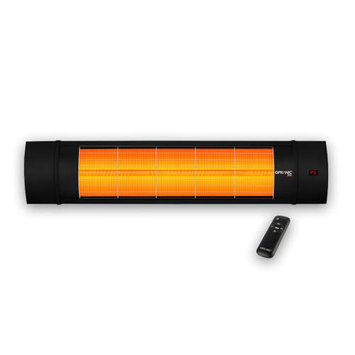 OPRANIC PRO V70R Infrarot Heizstrahler Outdoor – Deckenheizstrahler– Heizstrahler Terrasse Elektrisch – Terrassenheizer – IP65 wasserdicht – Fernbedienung – Timer (Tiefschwarz) von OPRANIC