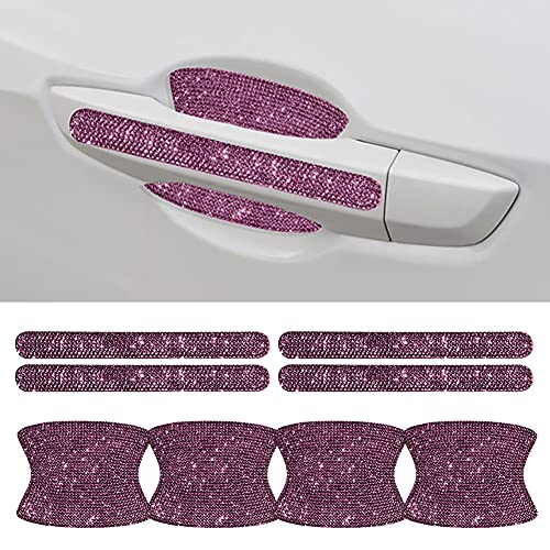 OPSLEA Auto Strass Bling Türgriff Reflektierende Zierleisten Aufkleber Universal SeitenrückspiegelSicherheitskratzfester Schutz (Rosa) von OPSLEA