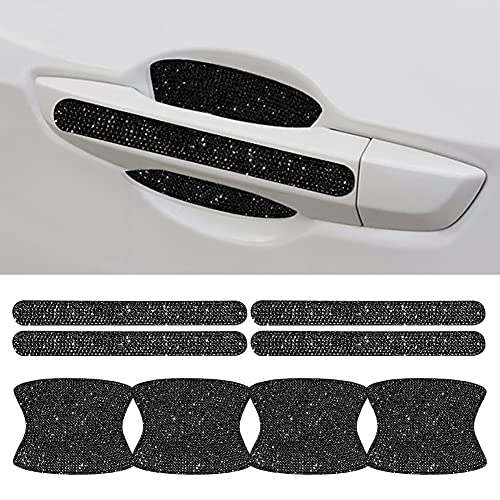 OPSLEA Auto Strass Bling Türgriff Reflektierende Zierleisten Aufkleber Universal SeitenrückspiegelSicherheitskratzfester Schutz (Schwarz) von OPSLEA