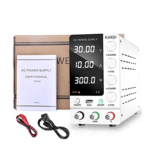 DC-Stromversorgung variabel, Einstellbar DC Stromversorgung 3. 0V 10A LED. Digital-Laborbank-Stromquelle stabilisierter Schalter Stromversorgungsspannungsregler 110V 220V Hohe Präzision (Color : Silv von OPSREY