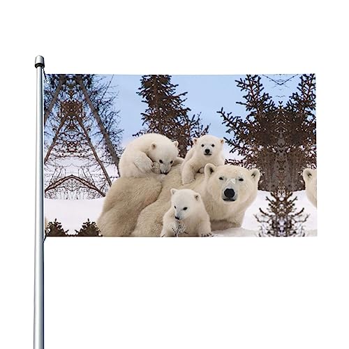 Flagge mit Eisbär-Druck, 91 x 152 cm, einfache Installation, verblasst nicht leicht, hängende Flagge für drinnen und draußen, Garten, Hof, Dekoration, Flaggen von OPSREY