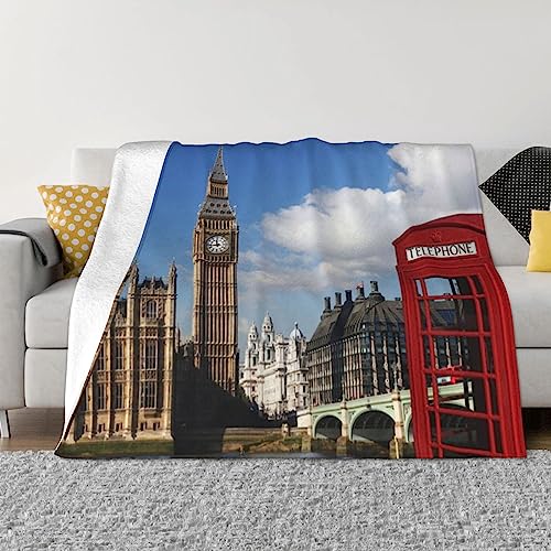 London Big Ben Flanell ultraweiche Decke, leicht, bequem, warm, Überwurfdecke für Zuhause, Schlafzimmer, Sofa, Büro, 152,4 x 127,7 cm von OPSREY