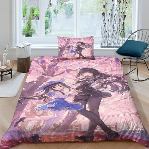 OPSREY Azur Lane 3D-Print Hochwertige Duvet-Cover-Sets Aus Weicher Mikrofaser Fotzeg Swei 3-teilig Mit Verstecktem Reißverschluss Und Passenden Kissenbezügen Für Erholsamen Schla Single（135x200cm） von OPSREY