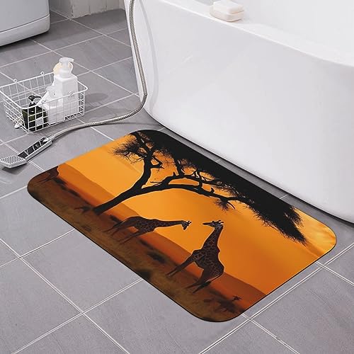 OPSREY Badematte, Motiv: Giraffe unter dem Baum in Afrika, Kieselgur, saugfähig, rutschfest, Duschmatte für Badewanne, Badezimmer, Boden, 40 x 60 cm von OPSREY
