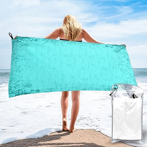 OPSREY Blaugrün bedrucktes tragbares schnell trocknendes Handtuch Strandtuch weiches Badetuch für Camping, Fitnessstudio, Strand, Reisen von OPSREY
