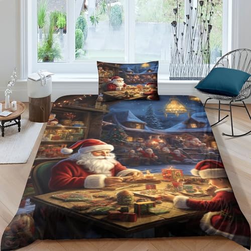 OPSREY Christmas Animals Bettwäsche Gebürstet Microfaser Xmas Bettbezug + Kopfkissenbezug Mit Reißverschluss Bettdeckenbezug Erwachsene Duvet Cover Set Kinder Single（135x200cm） von OPSREY