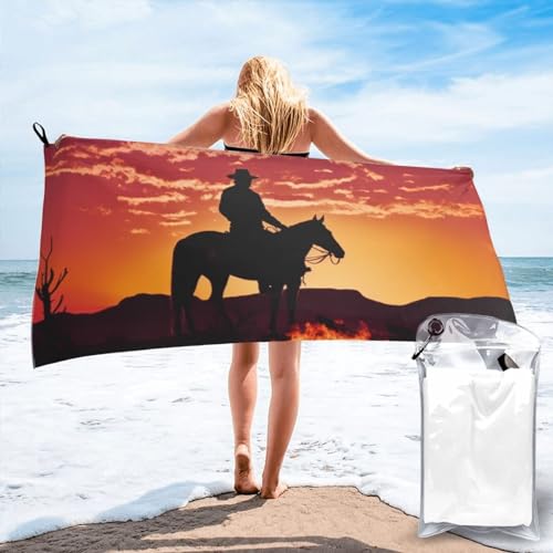 OPSREY Cowboy West bedrucktes Mikrofaser-Badetuch, schnell trocknendes Handtuch, Strandtuch, Sporthandtuch von OPSREY
