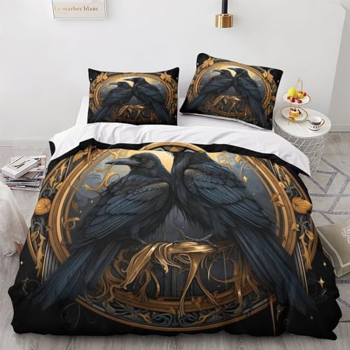 OPSREY Crows Bettwäsche Kissenbezug wild Animal Bettdeckenbezug Luxuriös Bettbezug Wärme Steppdeckenbezug Set Komfortabel Bed Linen Sets Für Jungen Und Mädchen Double（200x200cm） von OPSREY