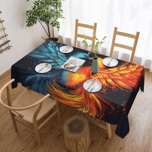 OPSREY Feuer und Wasser Phoenix Druck Tischdecke Rechteck Tischdecken Wasserdichte Tischdecke Für Küche Party Wohnkultur 183 X 137 Cm von OPSREY