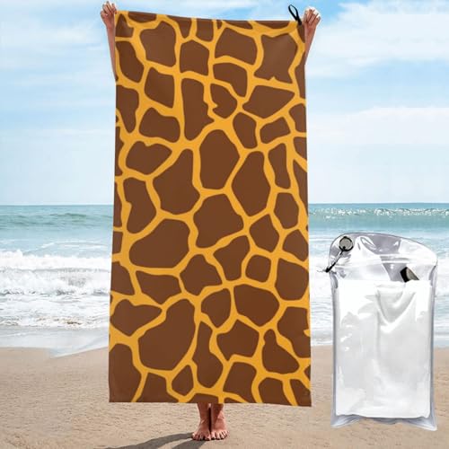 OPSREY Giraffen-Druck bedrucktes tragbares schnell trocknendes Handtuch Strandtuch weiches Badetuch für Camping, Fitnessstudio, Strand, Reisen von OPSREY