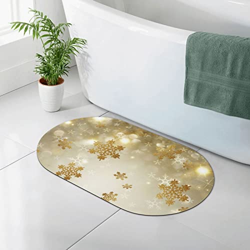 OPSREY Goldfarbene Seiden-Weihnachtsdruck Kieselgur weiche Bodenmatte, schnell trocknend, Badezimmerteppich, Badvorleger von OPSREY