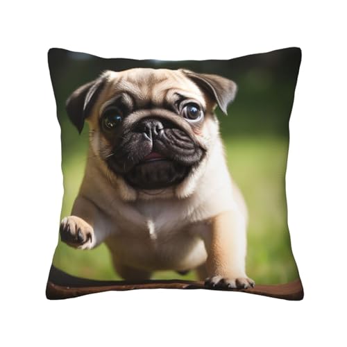 OPSREY Kissenbezug mit Mops-Motiv, weich, langlebig, quadratisch, dekorativer Kissenbezug für Couch, Schlafzimmer, 30,5 x 30,5 cm von OPSREY