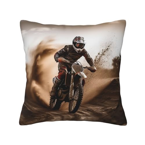 OPSREY Kissenbezug mit Motocross-Druck, 45,7 x 45,7 cm, weich, langlebig, quadratisch, dekorativer Kissenbezug für Bett, Sofa, Schlafzimmer von OPSREY