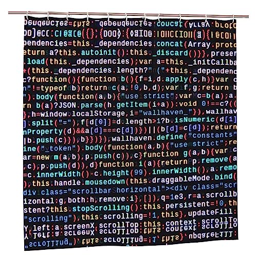 OPSREY Programmierer-Programmiercode-Druck-Duschvorhang, Badvorhang, wasserdichtes Polyestergewebe, für Zuhause, Badezimmer, Dekor mit 12 Haken, 183 x 183 cm von OPSREY