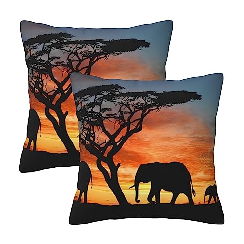 OPSREY Quadratische Kissenbezüge mit afrikanischem Elefanten-Motiv, für Sofa, Schlafzimmer, Auto von OPSREY