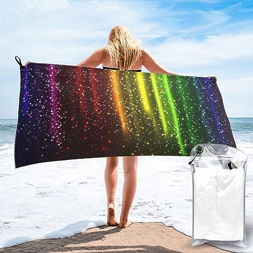 OPSREY Regenbogen-Neon-bedrucktes tragbares schnelltrocknendes Handtuch Strandtuch weiches Badetuch für Camping, Fitnessstudio, Strand, Reisen von OPSREY