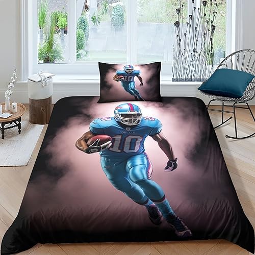 OPSREY Rugby Bettwäsche Gebürstet Microfaser American Football Bettbezug + Kopfkissenbezug Mit Reißverschluss Bettdeckenbezug Erwachsene Duvet Cover Set Kinder Single（135x200cm） von OPSREY