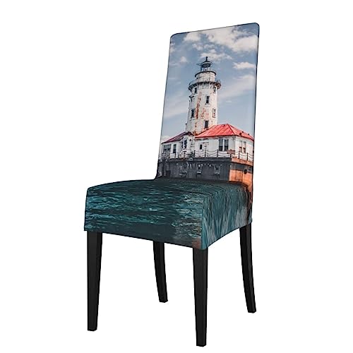 OPSREY Stuhlhussen mit Leuchtturm-Motiv, dehnbar, waschbar, abnehmbar, für Esszimmerstühle, für Küche, Party, Hotel, Hochzeit OPSREY Stuhlhussen mit Leuchtturm-Motiv, dehnbar, waschbar, abnehmbar, für Esszimmerstühle, für Küche, Party, Hotel, Hochzeit von OPSREY