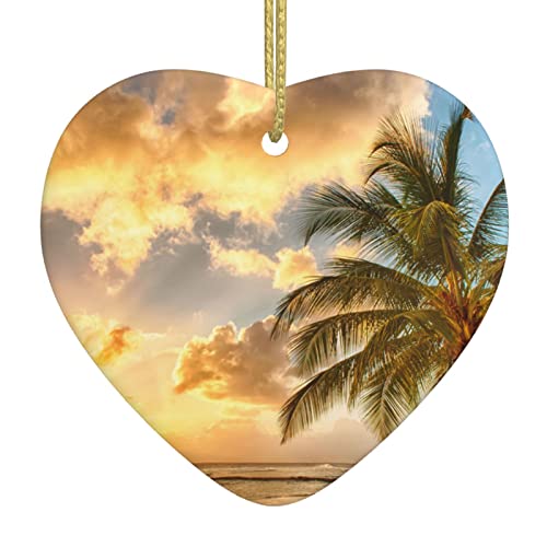 OPSREY Sunset Hawaiian Palm Tree Printed Christmas Ceramic Heart Pendant Hanging Ornament Ceramic Ornament OPSREY Sunset Hawaiian Palm Tree Printed Christmas Ceramic Heart Pendant Hanging Ornament Ceramic Ornament von OPSREY