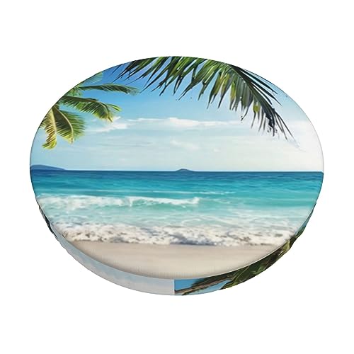 OPSREY Tropische Palme Hawaii Strand gedruckt Runde Elastische Barhocker Abdeckungen Barstuhl Abdeckungen Kissen Stuhl Sitzkissen von OPSREY