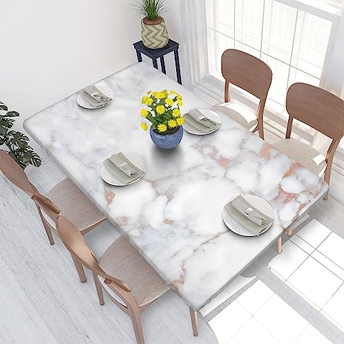 OPSREY Weiße Marmor-rotgoldene bedruckte waschbare elastische Tischdecke mit quadratischem Tischschutz von OPSREY