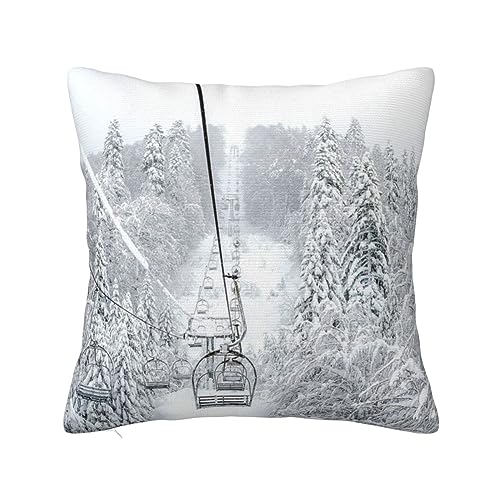 OPSREY Winter Old Cable Ski Lift Printed Throw pillow decorative pillowcase Cushion Cover Square pillow von OPSREY