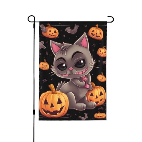 Opsrey Halloween-Kürbis-Katze, bedruckte Gartenflagge, doppelseitig, vertikal, Terrasse, dekorative Flagge von OPSREY