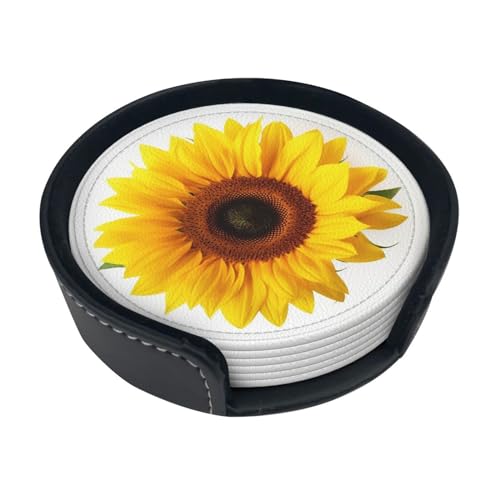 Untersetzer mit Sonnenblumen-Druck für Getränke, Set mit 6 hitzebeständigen Untersetzern, leicht zu reinigen, personalisierte Tassenmatte für Küche, Büro, Dekoration, Einweihungsgeschenk von OPSREY