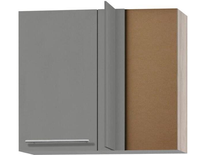 Eckhängeschrank OPTIFIT Bern , grau (basaltgrau, akaziefarben), B:85cm H:70,4cm T:34,9cm, Schränke, Breite 85x45 cm, mit Metallgriff von OPTIFIT