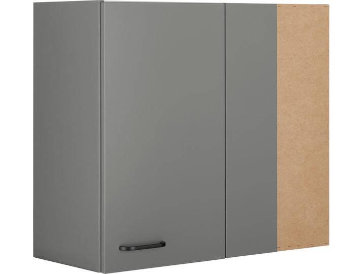 Eckhängeschrank OPTIFIT Elga , grau (basaltgrau, basaltgrau), B:80cm H:70,4cm T:34,9cm, Holzwerkstoff, Schränke, mit Soft-Close-Funktion und Metallgriff, Breite 80 cm von OPTIFIT