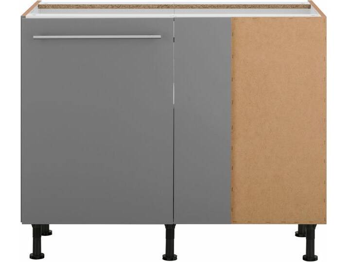 Eckunterschrank OPTIFIT Bern , grau (basaltgrau, basaltgrau), B:100cm H:87cm T:58,4cm, Schränke, 100 cm breit, mit 1 Tür mit höhenverstellbaren Füßen, mit Metallgriff von OPTIFIT