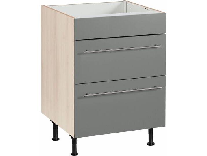 Kochfeldumbauschrank OPTIFIT Bern , grau (basaltgrau, akaziefarben), B:60cm H:87cm T:58,4cm, Schränke, 60 cm breit, mit 2 Auszügen, mit höhenverstellbare Füße von OPTIFIT