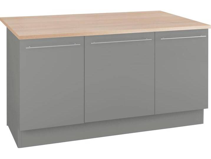 Kücheninsel OPTIFIT Bern , grau (front: basaltgrau, korpus: basaltgrau, arbeitsplatte: akaziefarben), B:160cm, Komplettküchen-Sets, mit durchgehender Arbeitsplatte als Theke, Breite 160 cm von OPTIFIT