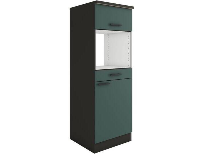 Mikrowellenumbauschrank OPTIFIT Palma , grün (steingrün, antrhazit, antrhrazit), B:60cm H:174,4cm T:60cm, Spanplatte, Schränke, Breite 60 cm, Nischenmaß für Mikrowelle B/T/H 56,7/55,5/44,8 cm von OPTIFIT