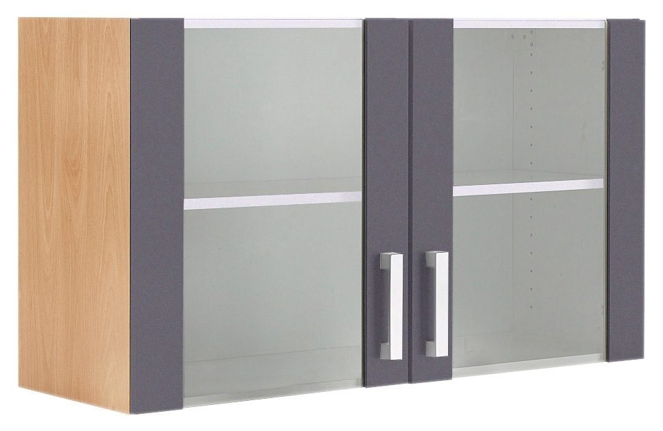 OPTIFIT Hängeschrank Odense 100 cm breit, mit 2 Türen mit Grauglaseinsatz von OPTIFIT