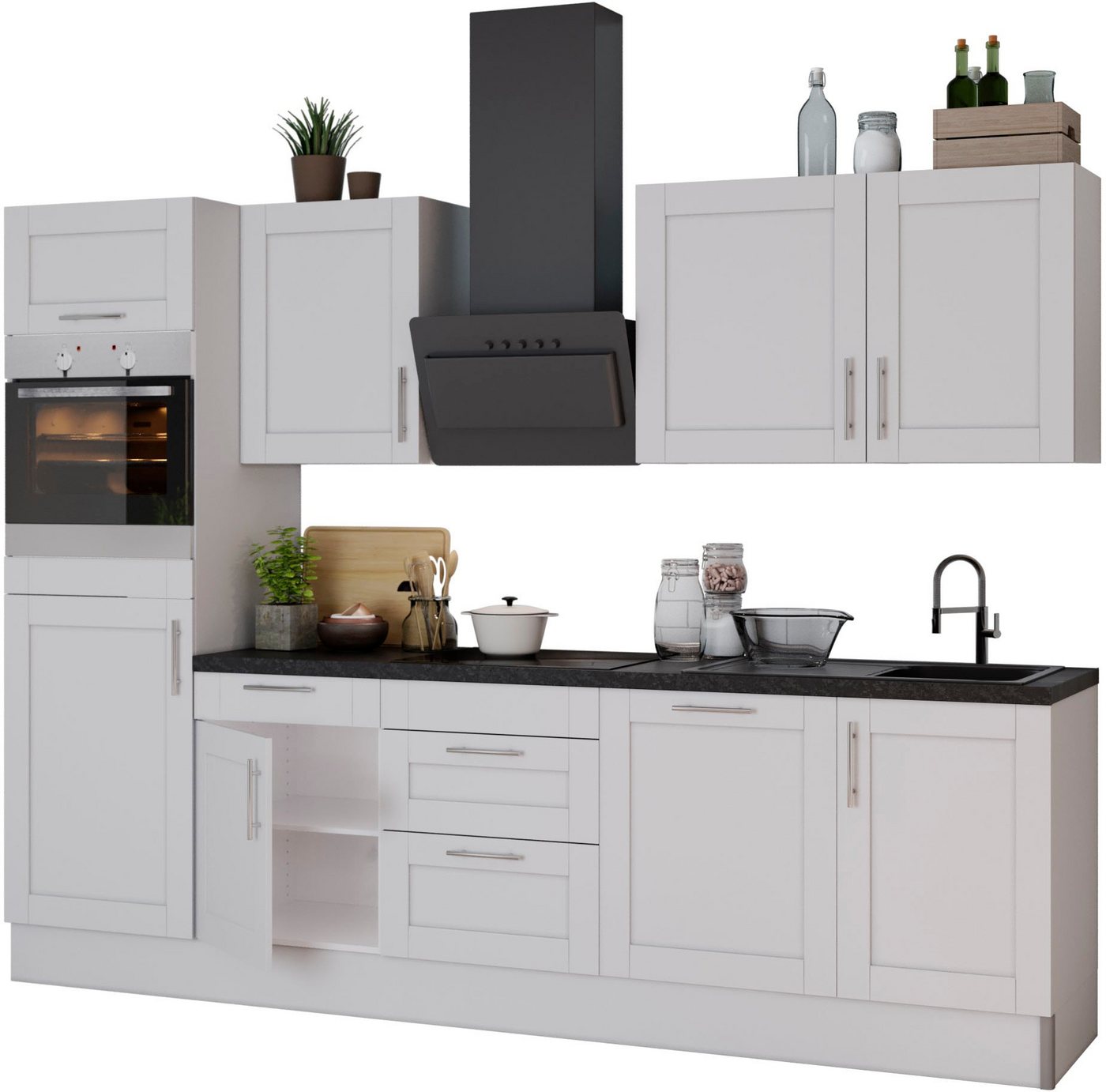 OPTIFIT Küche Ahus, Breite 280 cm,wahlw. mit E-Geräten,Soft Close Funktion,MDF Fronten von OPTIFIT