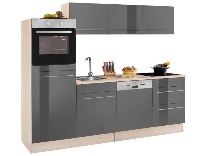 OPTIFIT Küche Bern, (Spar-Set), Breite 240 cm, mit E-Geräten, Stärke der Arbeitsplatte wählbar, grau, 28mm Arbeitsplatte von OPTIFIT