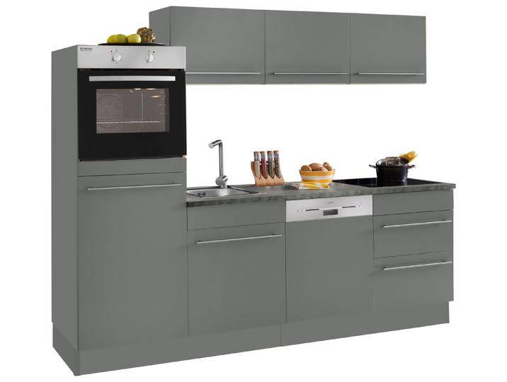 OPTIFIT Küche Bern, (Spar-Set), Breite 240 cm, mit E-Geräten, Stärke der Arbeitsplatte wählbar, grau, 28mm Arbeitsplatte von OPTIFIT